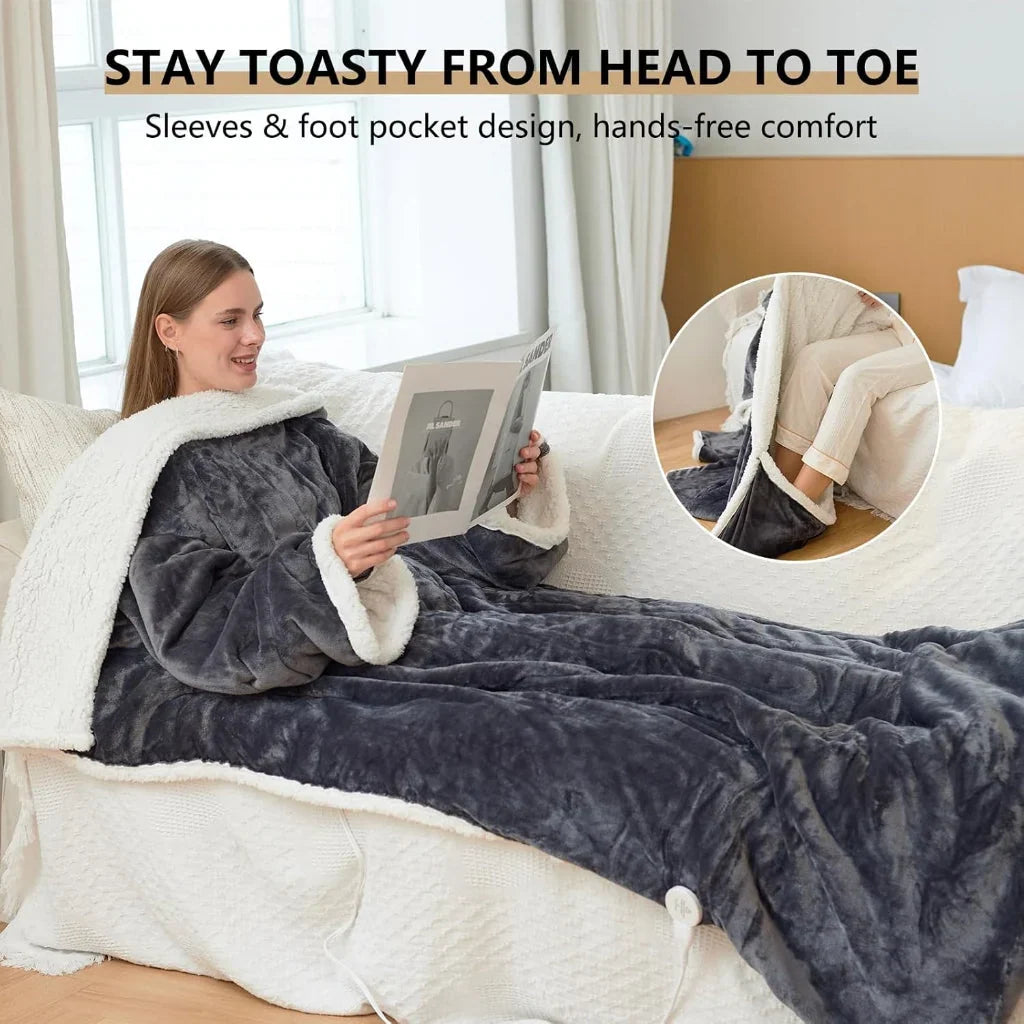Over-Shoulder Wearable Heated Throw with Adjustable Heat Settings | Adjustable Heat, Wear-Anywhere | Heated Blankets