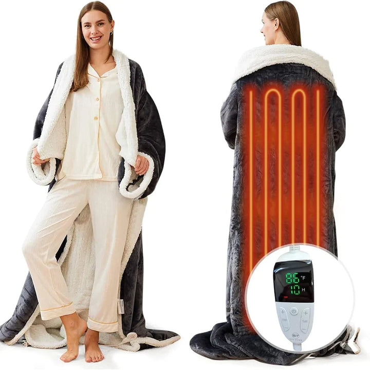 Over-Shoulder Wearable Heated Throw with Adjustable Heat Settings | Adjustable Heat, Wear-Anywhere | Heated Blankets