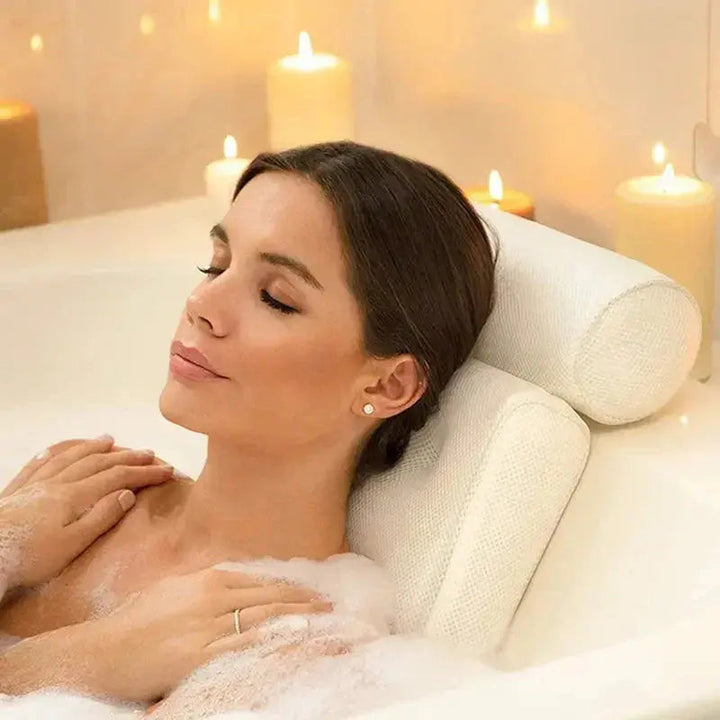 Spa Bathtub Pillow with Multiple Suction Cups and Water-Resistant Fabric | Cushioned Headrest for Baths | Bath Pillows