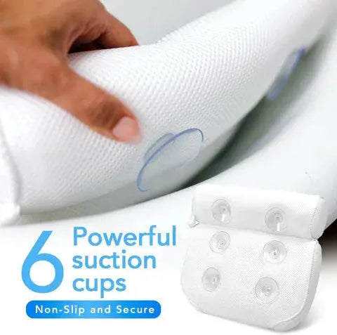Spa Bathtub Pillow with Multiple Suction Cups and Water-Resistant Fabric | Cushioned Headrest for Baths | Bath Pillows