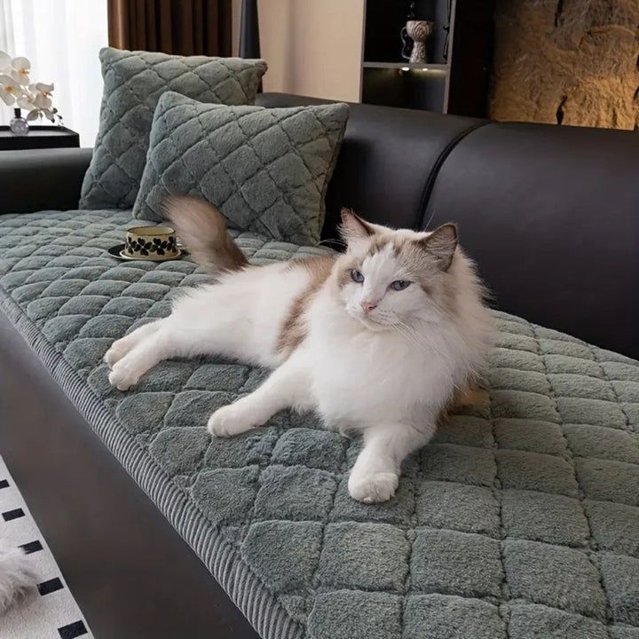 Non-Slip Diamond Stitched Plush Sofa Cover, 27.5in Wide | Diamond Stitching, Plush Padding | Sofa Covers
