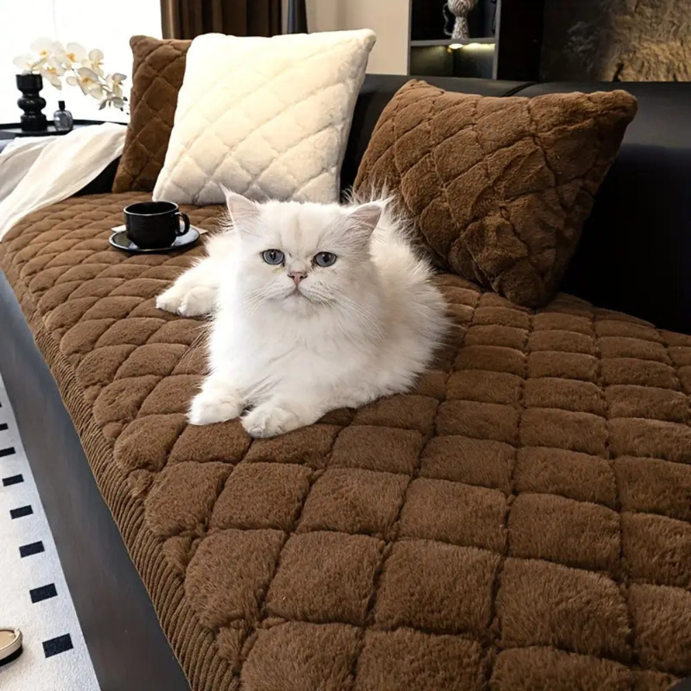 Non-Slip Diamond Stitched Plush Sofa Cover, 27.5in Wide | Diamond Stitching, Plush Padding | Sofa Covers