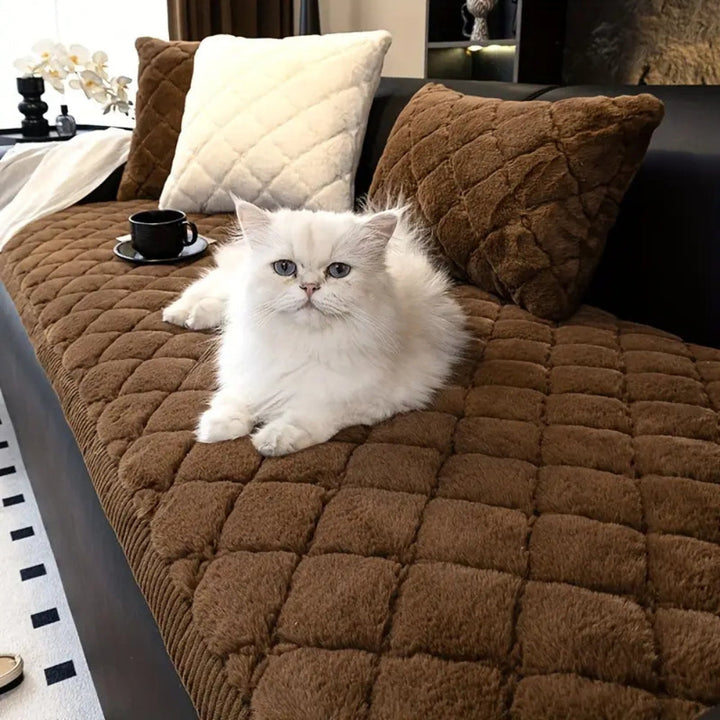Non-Slip Diamond Stitched Plush Sofa Cover, 27.5in Wide | Diamond Stitching, Plush Padding | Sofa Covers