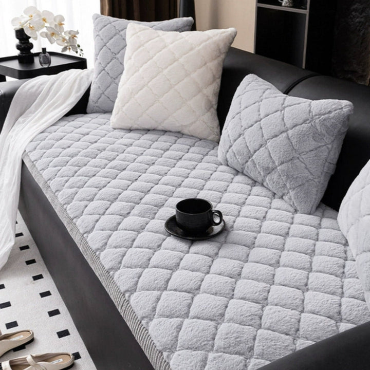 Non-Slip Diamond Stitched Plush Sofa Cover, 27.5in Wide | Diamond Stitching, Plush Padding | Sofa Covers