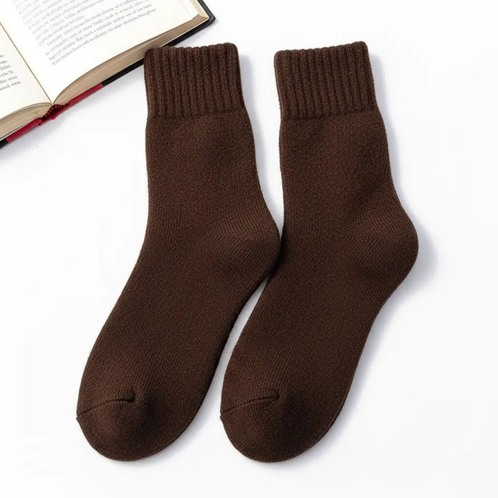 Thick Wool Cashmere Blend Socks with Towel Knit Interior, Unisex Short Length | Cushioned Warmth for Cold Feet | Socks