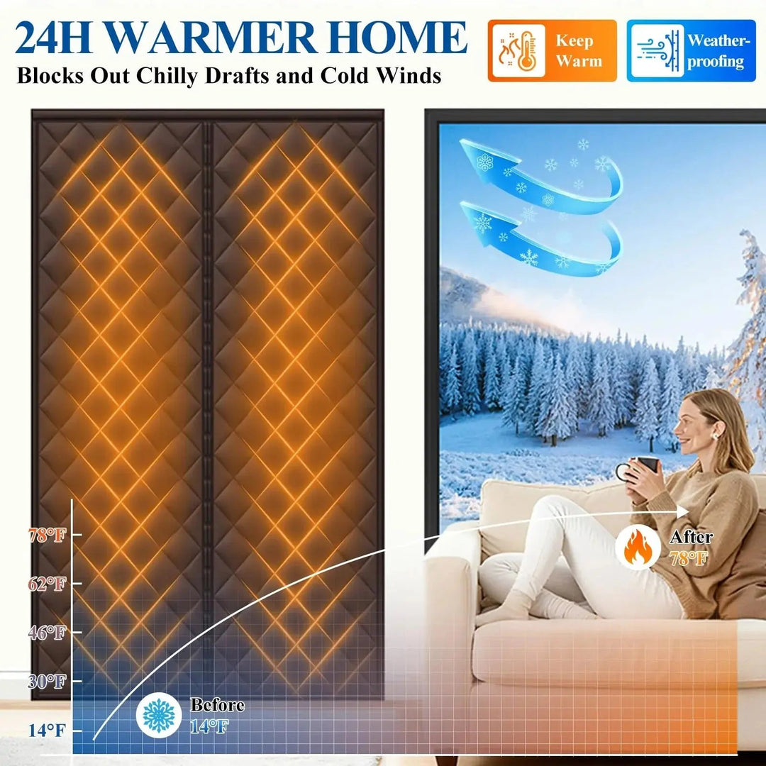 Waterproof Magnetic Door Curtain with Thick Cotton Layers for Winter | Draft-Blocking Door Cover | Door Curtains
