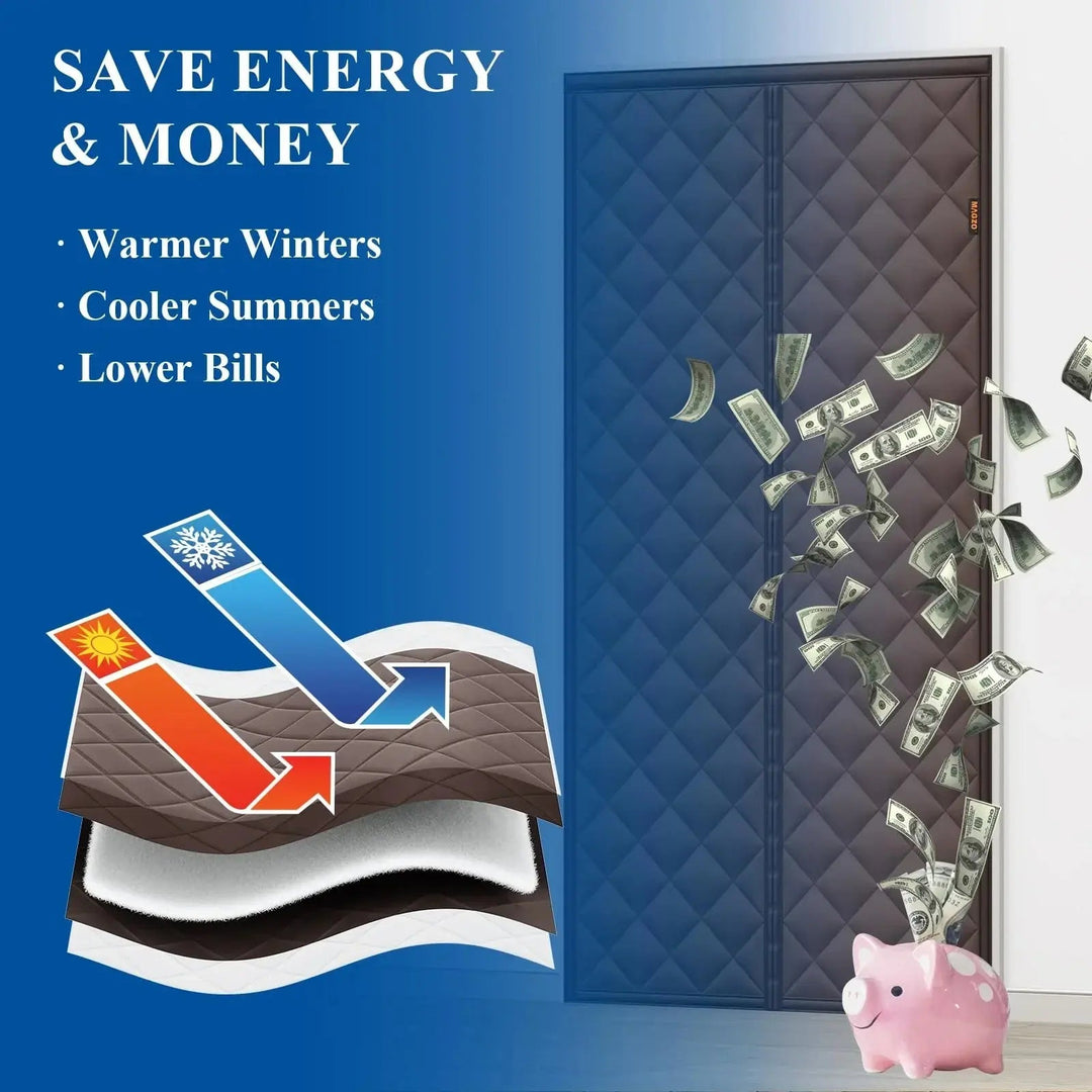 Waterproof Magnetic Door Curtain with Thick Cotton Layers for Winter | Draft-Blocking Door Cover | Door Curtains