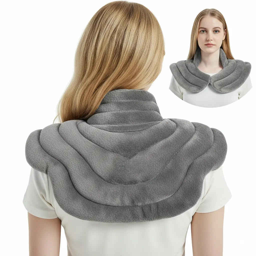 Microwavable Weighted Neck Wrap with Flaxseed, Clay Beads and Minky Cover | Warm or Cool Weighted Neck Wrap | Heating Pads