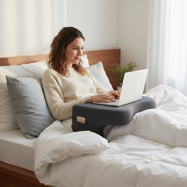 Reading and Lap Desk Backrest Pillow for Bed, Sofa and Gaming | Comfy Backrest Doubling as Lap Desk | Wedge Pillows