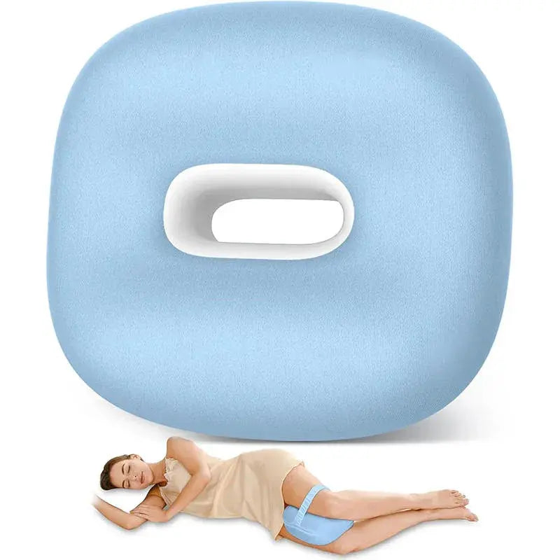 Slow-Rebound Memory Foam Knee Pillow with Cooling Ice-Silk Cover and Strap | Between-the-Knees Side Sleeper Pillow | Knee Pillows