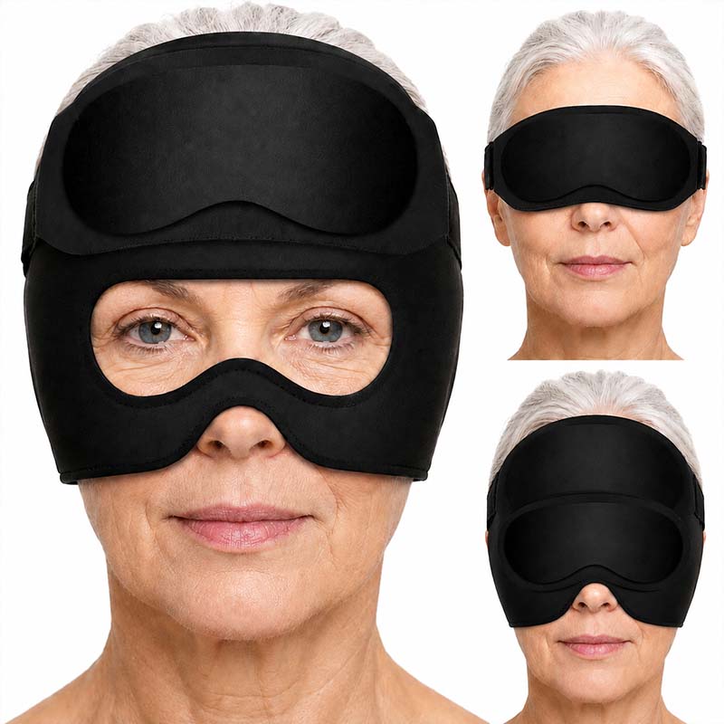 Gel Head Wrap with Fold-Down Eye Mask for Hot and Cold Relaxation | Hot or Cold Head and Eye Wrap | Eye Masks