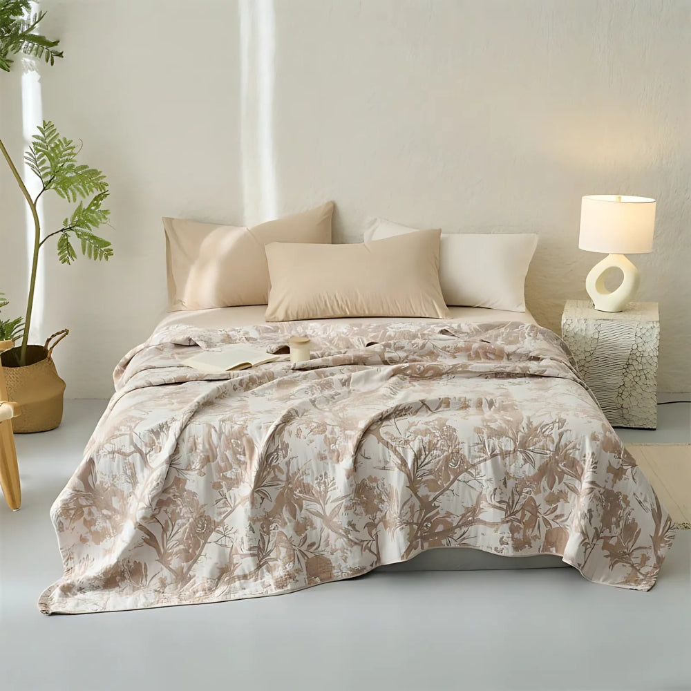 Woven Floral Cotton All-Season Blanket in Two Sizes | Woven Florals for Every Season | Throw Blankets