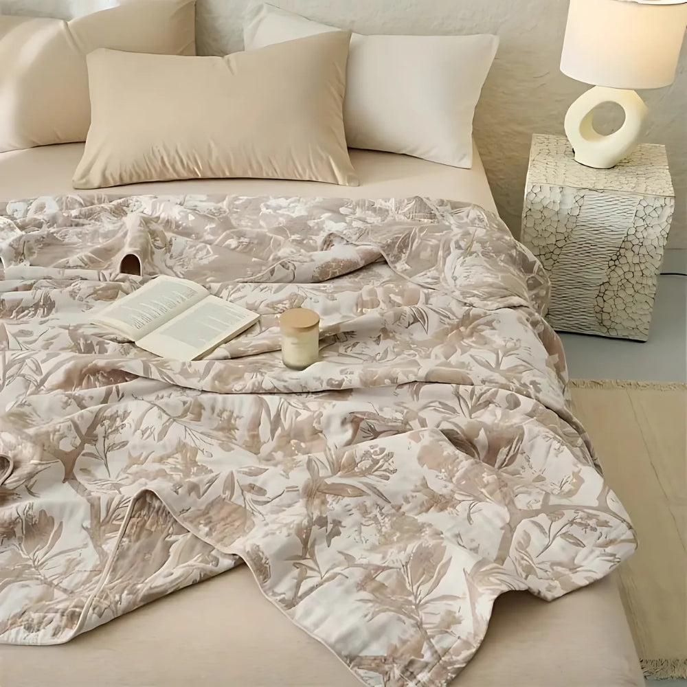 Woven Floral Cotton All-Season Blanket in Two Sizes | Woven Florals for Every Season | Throw Blankets