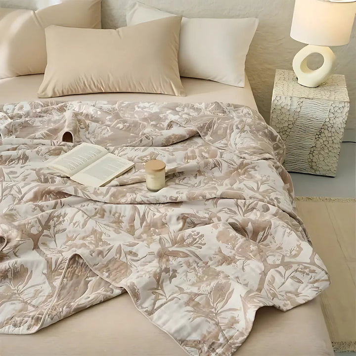 Woven Floral Cotton All-Season Blanket in Two Sizes | Woven Florals for Every Season | Throw Blankets