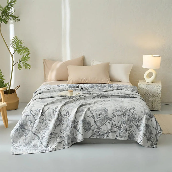 Woven Floral Cotton All-Season Blanket in Two Sizes | Woven Florals for Every Season | Throw Blankets