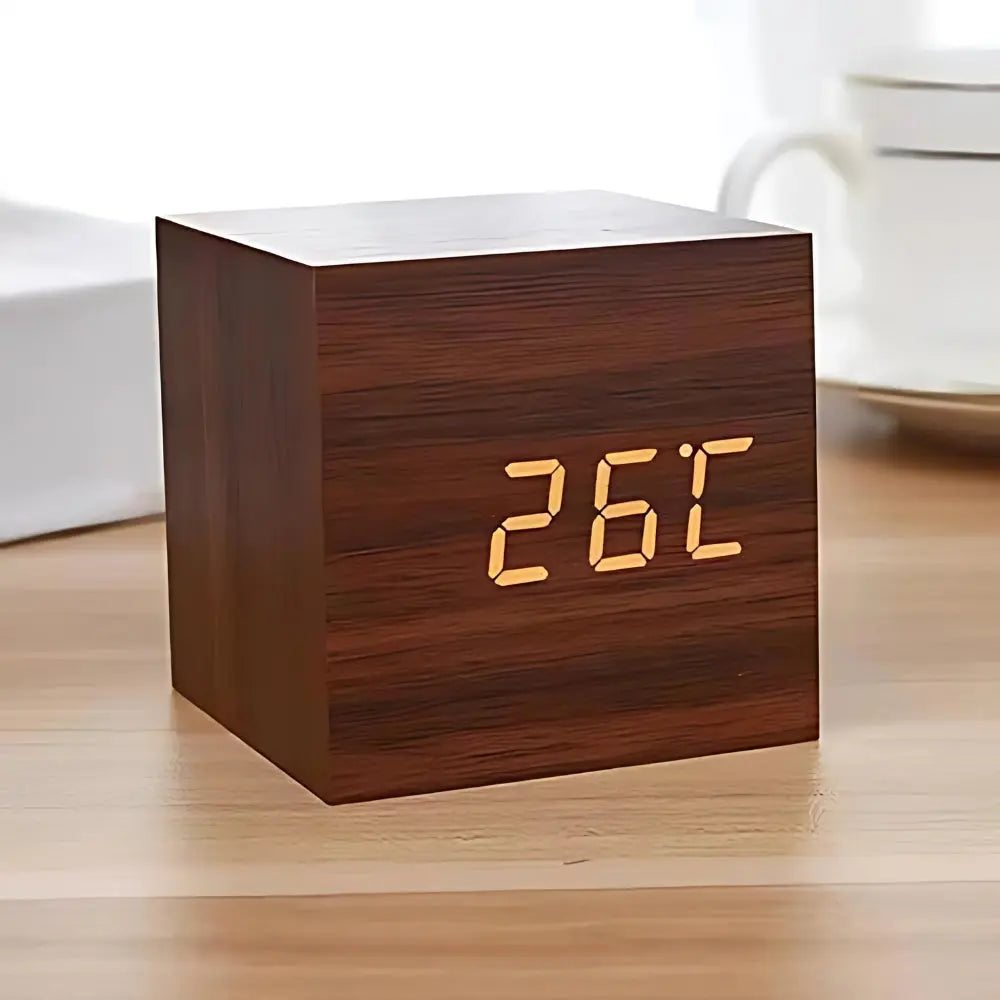 Wooden LED Digital Alarm Clock with Temperature Display and Sound Control | Clap to Light Wood Alarm Clock | Alarm Clocks
