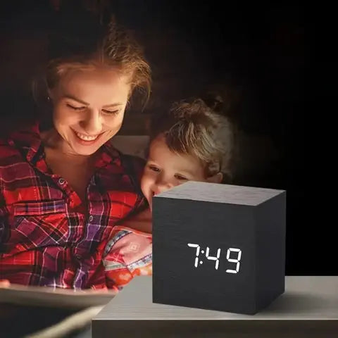 Wooden LED Digital Alarm Clock with Temperature Display and Sound Control | Clap to Light Wood Alarm Clock | Alarm Clocks