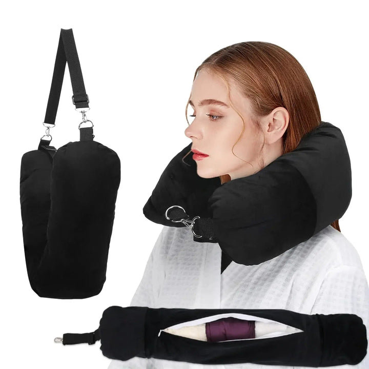 Stuffable Travel Neck Pillow You Fill with Clothes | Pillow and Packing Space in One | Travel Pillows