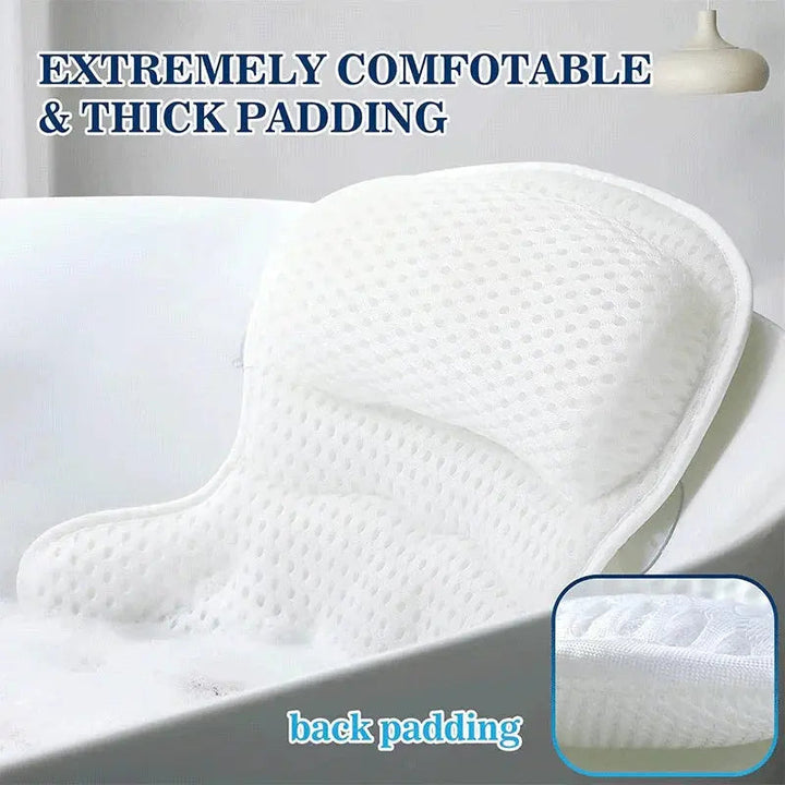 Mesh Bath Pillow for Long Soaks with Suction Cup Grip | Rest Your Head in the Bath | Bath Pillows