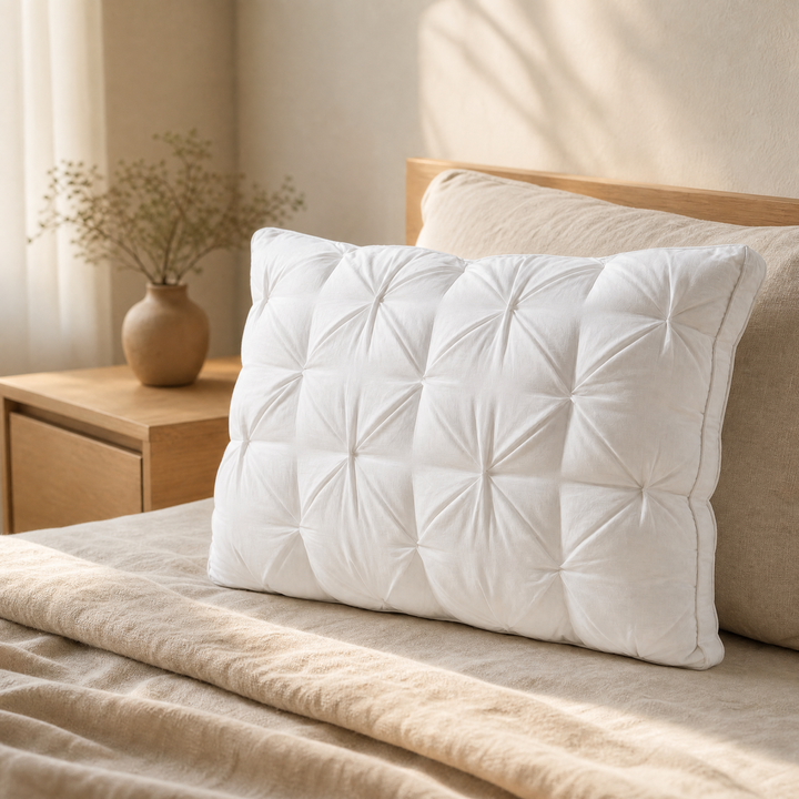 Plush Fibre-Filled Quilted Cloud Pillow for Hotel-Style Comfort | Quilted Cloud Softness, Hotel Feel | Bed Pillows