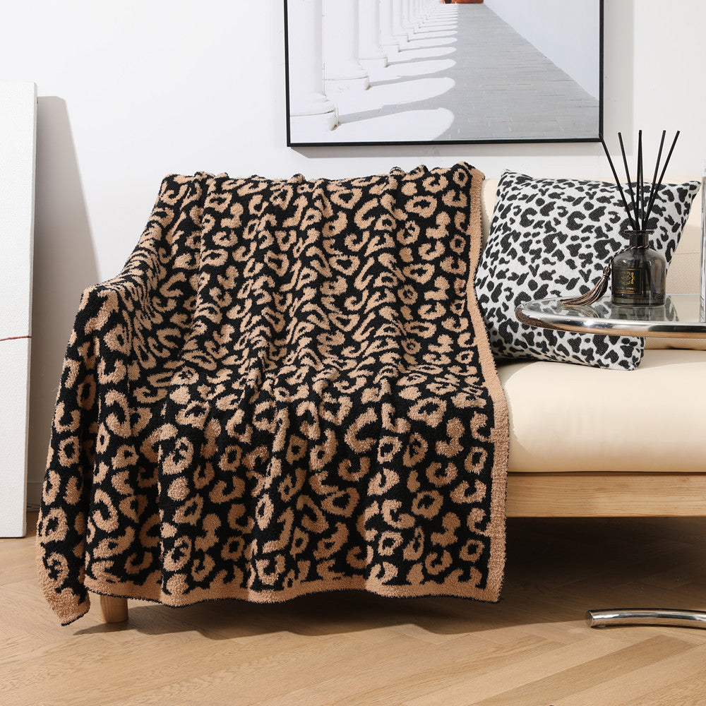 Leopard Print Plush Throw Blanket in Neutral Shades | Neutral Leopard Print Warmth | Throw Blankets