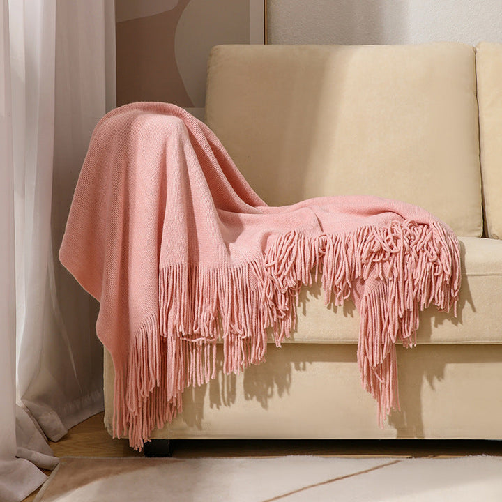 Premium Soft Wool Throw Blanket with Classic Fringed Edge | Warm Wool Throw with Fringe | Throw Blankets