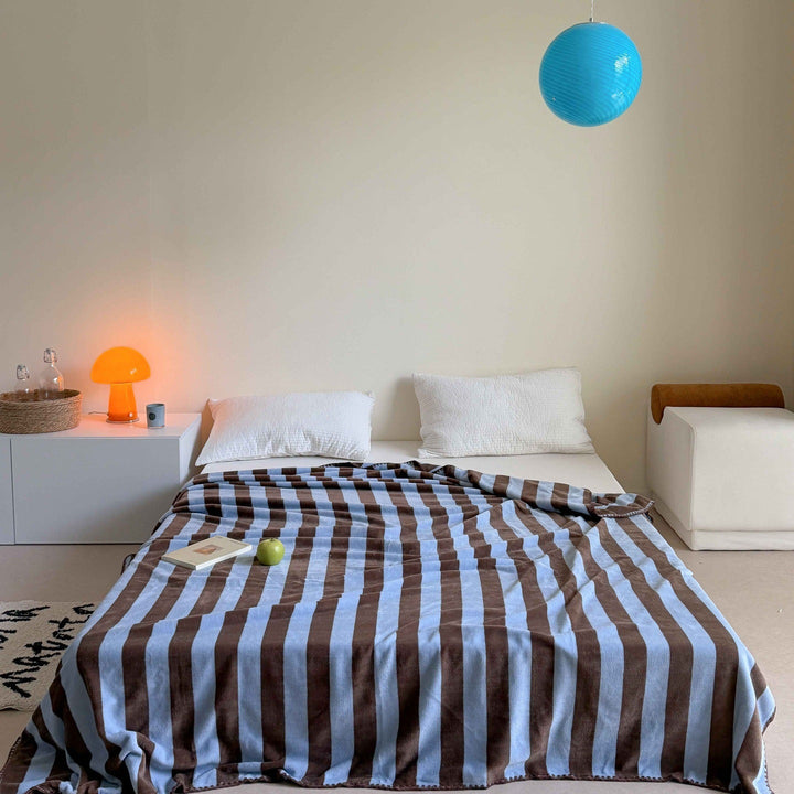 Animal and Check Print Throw Blanket in Leopard Red and Blue | Playful Prints for Cosy Spaces | Throw Blankets