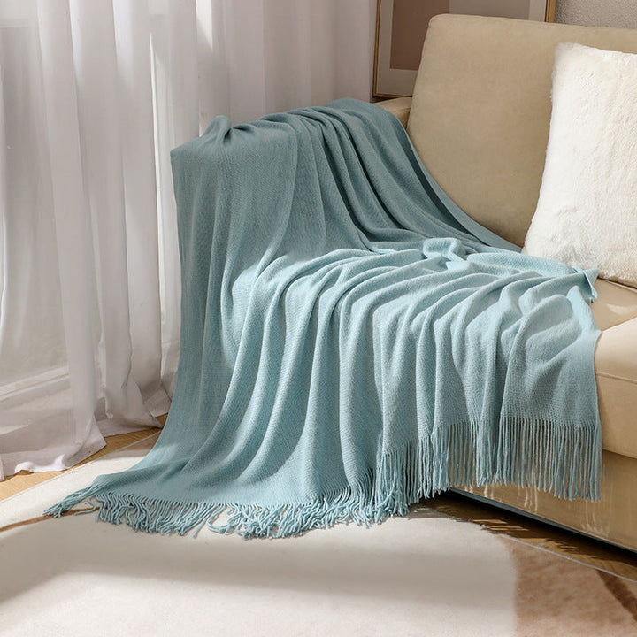 Premium Soft Wool Throw Blanket with Classic Fringed Edge | Warm Wool Throw with Fringe | Throw Blankets