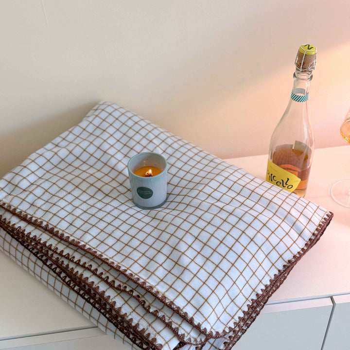 Animal and Check Print Throw Blanket in Leopard Red and Blue | Playful Prints for Cosy Spaces | Throw Blankets
