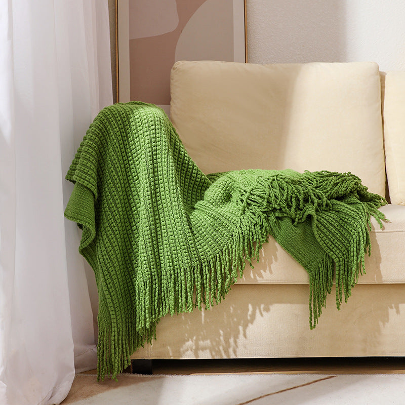 Home Decor Fringe Knit Throw Blanket for Couches and Chairs | Fringe Knit for Stylish Rooms | Throw Blankets
