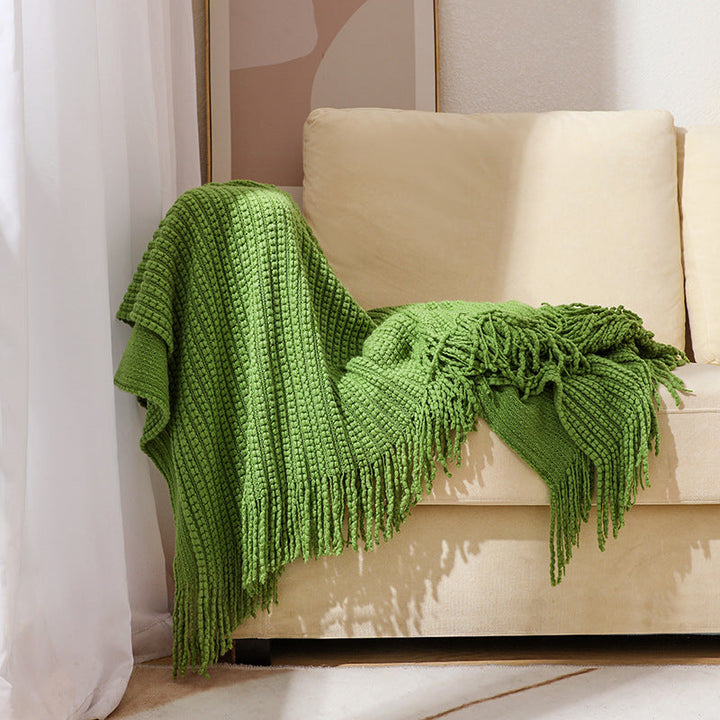 Home Decor Fringe Knit Throw Blanket for Couches and Chairs | Fringe Knit for Stylish Rooms | Throw Blankets