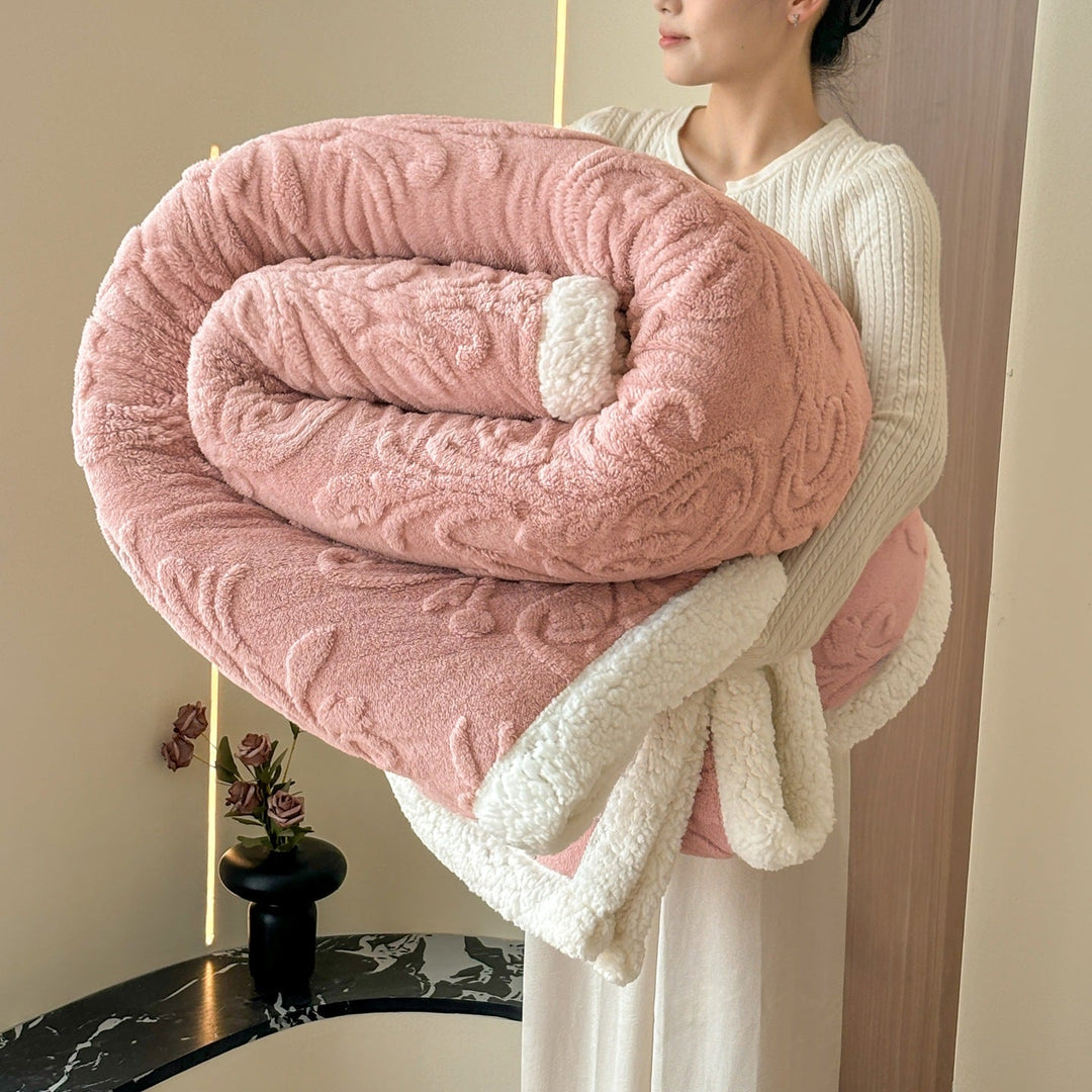 Reversible Embossed Sherpa Plush Throw Blanket for Cold Nights | Reversible Plush with Embossed Pattern | Fleece Blankets