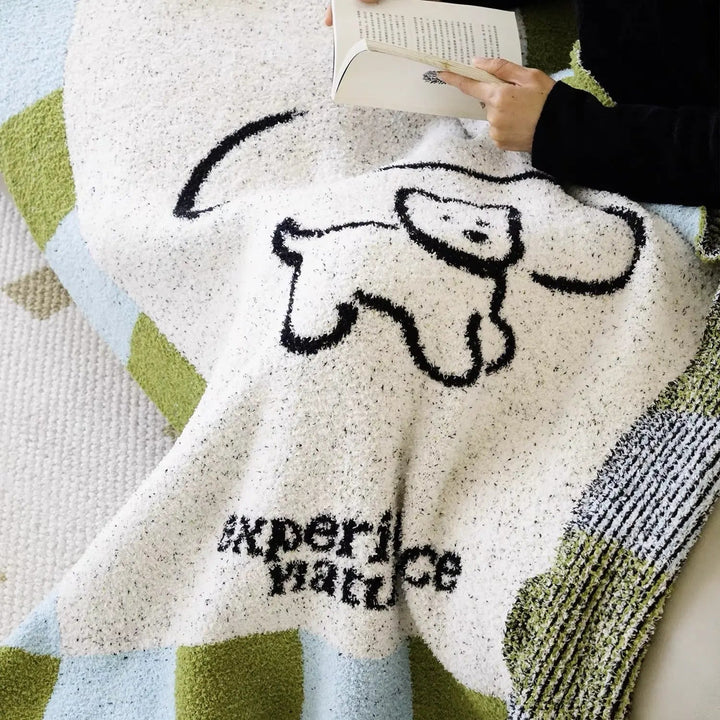 Puppy Velvet Baby Blanket with Cartoon Knitted Design | Soft Puppy Blanket for Naps | Baby Blankets
