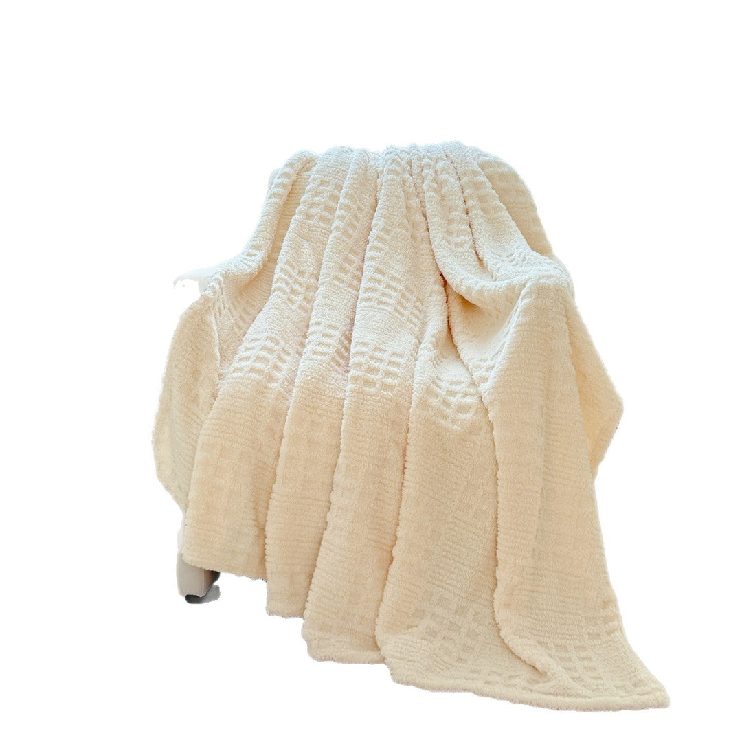 Waffle Textured Plush Throw Blanket in Tea Green and Light Coffee | Waffle Texture for Cosy Lounging | Throw Blankets