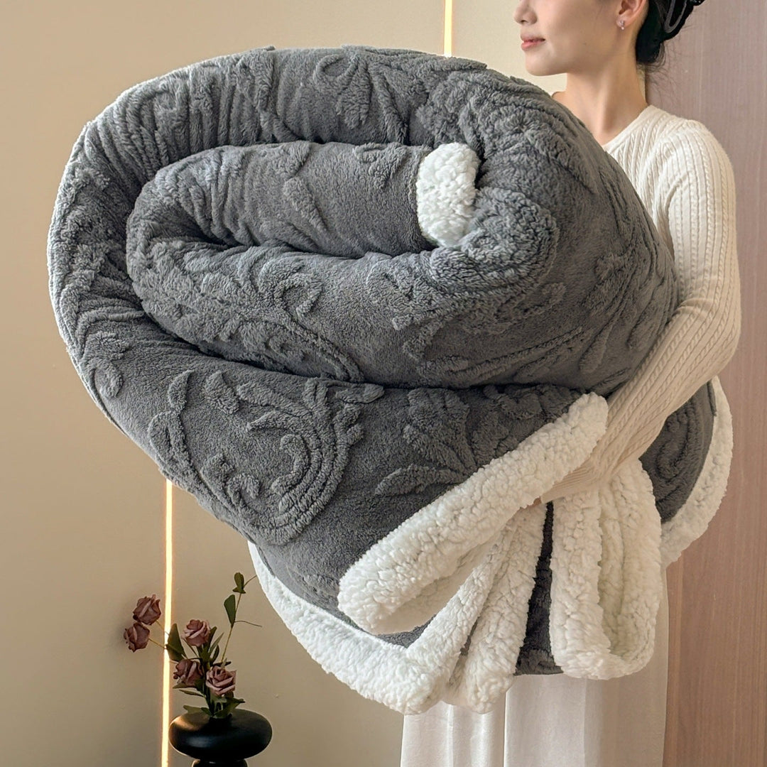Reversible Embossed Sherpa Plush Throw Blanket for Cold Nights | Reversible Plush with Embossed Pattern | Fleece Blankets