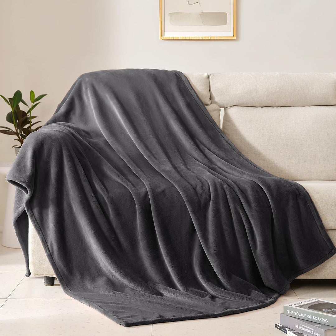 Ultra Soft Microfiber Throw Blanket in Dark Grey for Sofa | Microfiber Plushness in Dark Grey | Throw Blankets