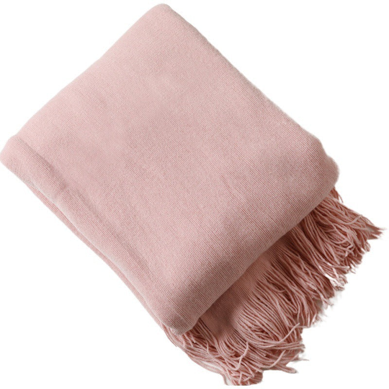 Premium Soft Wool Throw Blanket with Classic Fringed Edge | Warm Wool Throw with Fringe | Throw Blankets