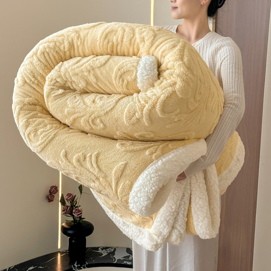 Reversible Embossed Sherpa Plush Throw Blanket for Cold Nights | Reversible Plush with Embossed Pattern | Fleece Blankets