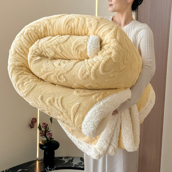 Reversible Embossed Sherpa Plush Throw Blanket for Cold Nights | Reversible Plush with Embossed Pattern | Fleece Blankets