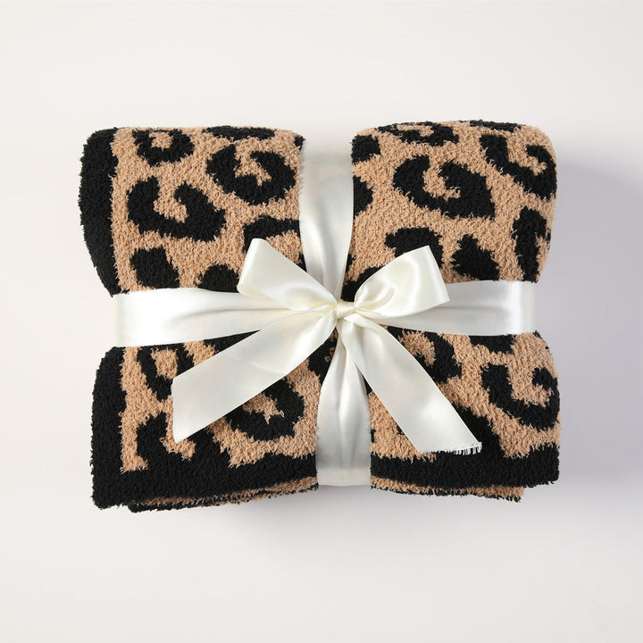 Leopard Print Plush Throw Blanket in Neutral Shades | Neutral Leopard Print Warmth | Throw Blankets