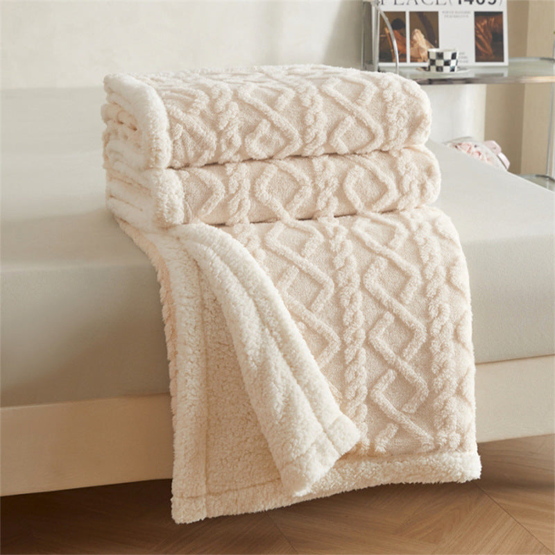 Velvety Microfiber Throw Blanket in Apricot Green and Rose | Velvety Microfiber for Relaxed Evenings | Throw Blankets
