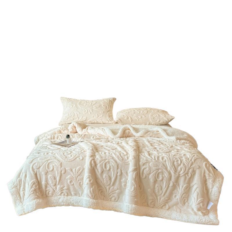Reversible Embossed Sherpa Plush Throw Blanket for Cold Nights | Reversible Plush with Embossed Pattern | Fleece Blankets
