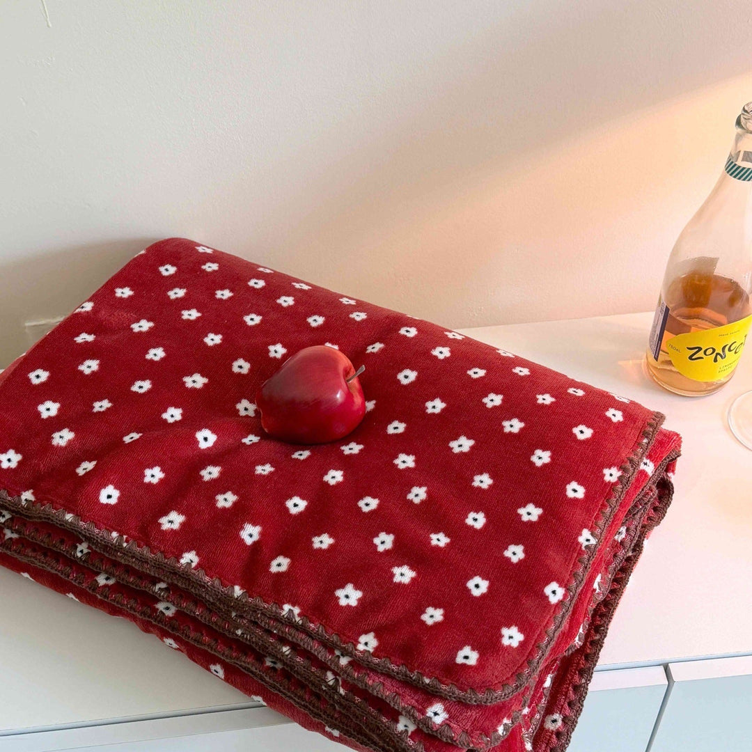 Animal and Check Print Throw Blanket in Leopard Red and Blue | Playful Prints for Cosy Spaces | Throw Blankets