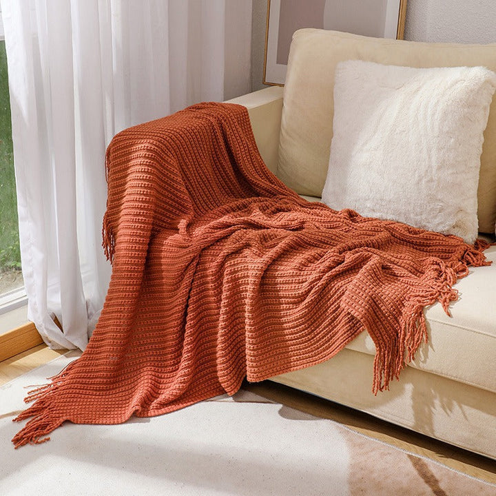 Home Decor Fringe Knit Throw Blanket for Couches and Chairs | Fringe Knit for Stylish Rooms | Throw Blankets