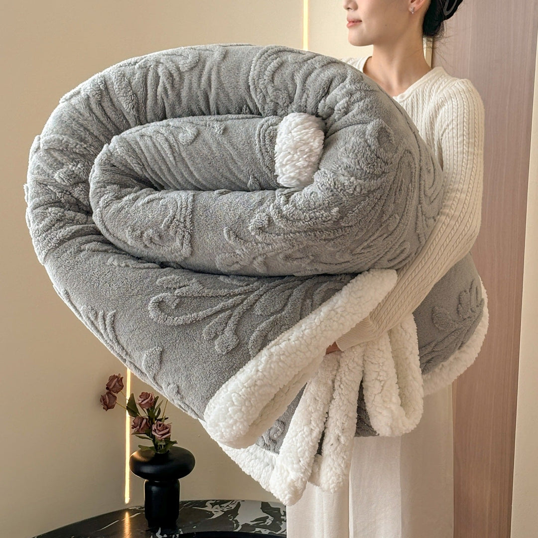 Reversible Embossed Sherpa Plush Throw Blanket for Cold Nights | Reversible Plush with Embossed Pattern | Fleece Blankets