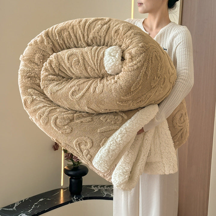 Reversible Embossed Sherpa Plush Throw Blanket for Cold Nights | Reversible Plush with Embossed Pattern | Fleece Blankets