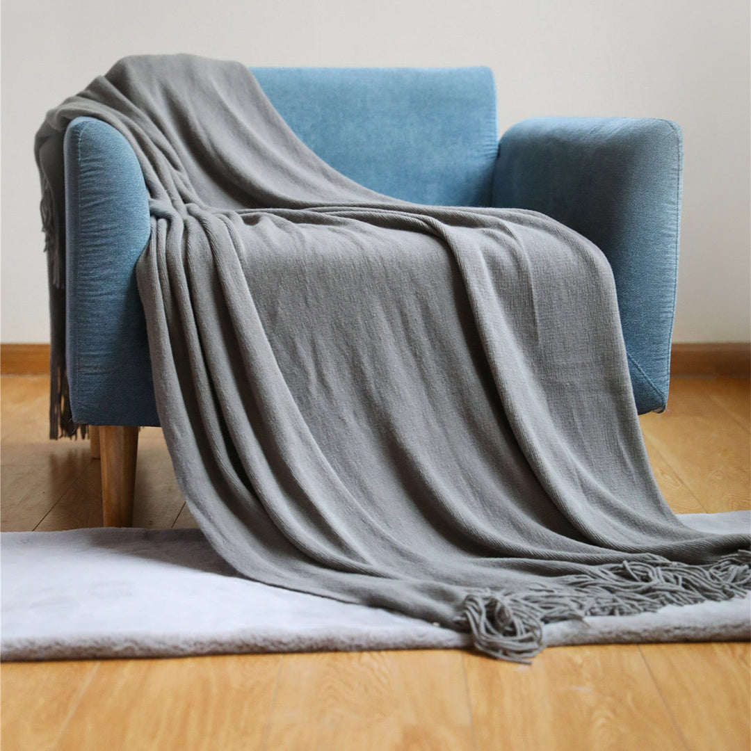 Premium Soft Wool Throw Blanket with Classic Fringed Edge | Warm Wool Throw with Fringe | Throw Blankets