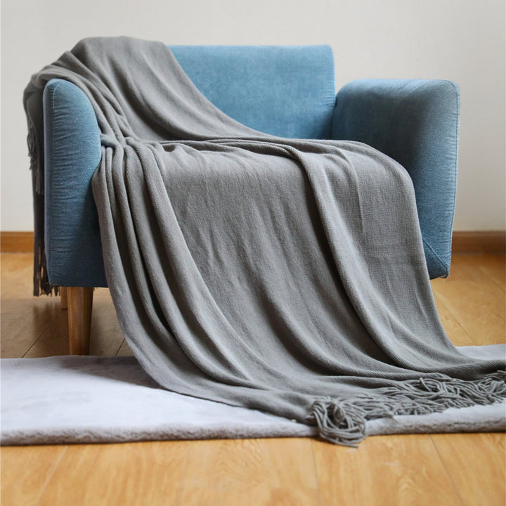 Premium Soft Wool Throw Blanket with Classic Fringed Edge | Warm Wool Throw with Fringe | Throw Blankets