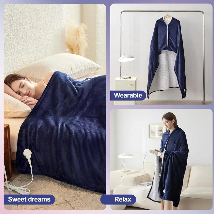 Heated Cozy Blanket with Plush Fabric and Multiple Heat Levels | Adjustable Heat for Chilly Nights | Heated Blankets