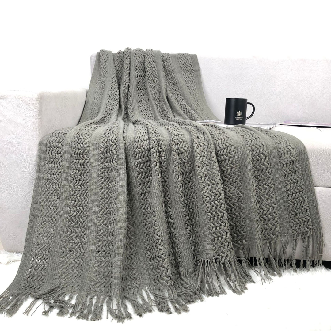 Handcrafted Style Textured Knit Throw Blanket in Soft Colours | Handcrafted Knit with Detail | Throw Blankets
